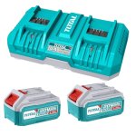 Total Tools - Dual 8AH Fast Charger 4AH +4AH With 2 X 5.0AH Batteries