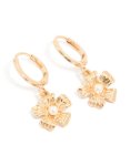 Goldair Gold Pearl Floral Drop Huggie Earrings