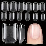 120PCS Half Matte Nail Tips Transparent Press On Nails Short Fake Nails Full Cover False Nails For Women And Girls