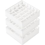 Criusia 3 Pack Sock Underwear Drawer Organizer Dividers 64 Cell Fabric Foldable Cabinet Closet Organizers And Storage Boxes For