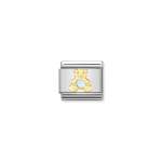 Composable Link Light Blue Bear In Gold