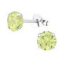 Jenna-lee 925 Sterling Silver Birthstone Jan-dec Cz Earrings Size: 6MM - August Cz Peridot