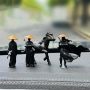 MINI Resin Chinese Swordsman Figurines Car Rearview Mirror & Dashboard Decorations Cool Car Accessories For Men Home Office Desk