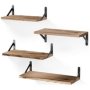 Durable 4-PCS Rustic Wooden Wall Floating Shelves Diy Home Decor - Brown