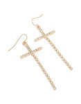 Goldair Gold Diamante Drop Cross Earrings