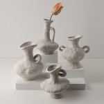1PC Creative Ceramic Vase Handmade Textured Ceramic Vase Ceramic Decorative Ornaments Vase Living Room Bedroom Decoration Orname