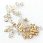Hair Comb Gold Crystal & Leaf Bead Pearl Headpieces Wedding Accessories