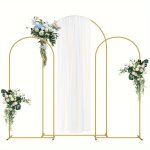 Metal Arch Backdrop Stand Kit For Balloons - Golden Arched Frame For Birthday Wedding Bridal Shower Anniversary Shower Decor Gra