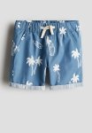 Cotton Shorts - Blue Palm Trees