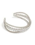 Silver Cubic Zirconia Cross Over Wrist Cuff