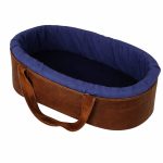 Carry Cot Leather Outside Printed Inside Navy Plain