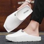 Men's Alphabet Print Stylish Eva Slides Non Slip Quick-drying Closed Toe Thick Sole Pillow Slippers Indoor Outdoor Casual Walkin