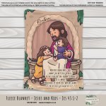 Personalised Fleece Blanket Jesus And Kids Jes 43:1-2 Bible Verse