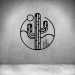 Single Cactus In Circle - Grey L 600 X H 600MM
