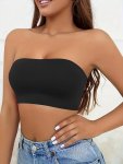 Simple Solid Seamless Bra Comfy & Breathable Strapless Bra Women's Lingerie & Underwear