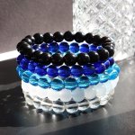 5PCS Set Of Blue White And Black 6MM8MM Transparent Glass Beaded Bracelets Summer Jewelry Accessories Fashionable Men's Bracelet