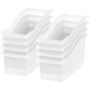 8 Pcs Plastic Vertical Connecting Storage Book Bins With Handles - Clear