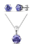 DESTINY 925 Sterling Silver February Birth Set With Swarovski Crystals