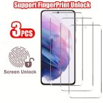 3PCS Fingerprint Unlock Tempered Glass Full Cover Screen Protector Film Case For Samsung Galaxy S24 S22 S23 S23+ 5G S21 S23 S22