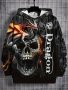 Men's Skull Graphic Print Hoodie Casual Long Sleeve Hooded Sweatshirt For Outdoor
