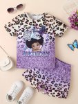 'it's My Birthday' Print Girl's 2PCS Figure Graphic Short Sleeve Top +shorts Set 2-PIECE Summer Outfit