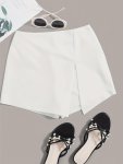 Split Asymmetrical Hem Skort Casual Short Style Back Skort Women's Clothing