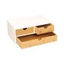 Cosmetic Organizer Bamboo 3 Drawer Natural & White