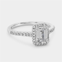 Sterling Silver Cubic Zirconia Emerald Halo Ring