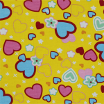 Yellow Hearts Canvas Novelty Fabric 150CM