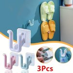 3PCS Wall-mounted Slipper Drain Rack Self-adhesive Bathroom Shoe Hook Simple Installation