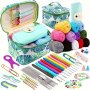 87PCS/SET Cotton Yarn Crochet Kits Crochet Hooks Ergonomic Soft Grip For Beginners And Experienced Crochet Hook Lovers