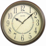 Rhythm Wooden Frame And Convex Glass Round Wall Clock 32 Cm X 32 Cm