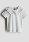 Collared Cotton Top - Light Grey Marl