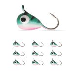 Muunn 10PACK Tungsten Ice Fishing Jigs Glow Teardrop Ice Jigs HP47 5MM