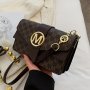Retro Letter Graphic Crossbody Bag Women's Chain Shoulder Bag Trendy Square Handbag & Purses