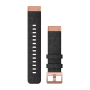 Garmin Quickfit 20MM Heathered Black Nylon With Rose Gold Hardware