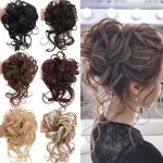 Synthetic Hair Bun Scrunchie Messy Dragon Beard Scrunchie Curly Wavy Hair Extensions With Elastic Bands For Women