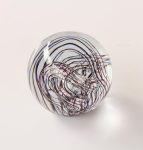 Glass Paper Weight Black & White Swirl 9CM