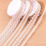 2 5 Yards 2 Meters lot 25MM Natural Jute Burlap Ribbon With Lace Diy Wedding Ribbon Decoration Accessories Festival Supplies Par