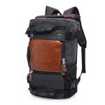 Canvas Backpack With Multiple Pockets - Olive Green