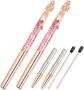 2PCS Mermaid Ballpoint Pens 1.0MM Fine Point Metal Gold Glitter Writing