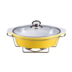 Wellberg Cookware Wellberg WB-35206Y Yellow 2.1L Oval Stoneware Food Warmer Set