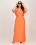 Short Sleeve Satin Formal Dress Orange - Orange / XS