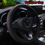 1PC Pu Leather Plaid Pattern Car No Inner Ring Steering Wheel Cover Non-slip Comfortable Dynamic Car Supplies Suitable For 36.83