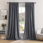 2PCS Dark Grey Italian Flannel Dutch Flannel Blackout Curtains French Velvet Cloth Curtains Bedroom Study Soundproofing Curtains