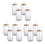 Cocktail Glasses With Bamboo Lid And Glass Straw - Set Of 12