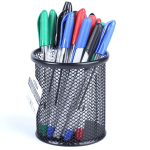 Compact Round Pen Holder Black Desk Organizer