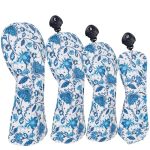Andux 4PCS SET Blue And White Porcelain Pattern Pu Golf Wood Club Head Covers 460CC Driver Fairway Woods Hybrids Covers