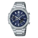 Casio - Mens Silver Analogue & Digital Metal Strap WATCH-ECB-S10D-2ADF