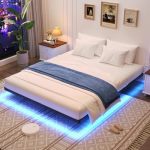 Awesofurni Floating Bed Frame Full Size Full Bed Frame With Smart LED Lights Heavy Duty Modern Metal Platform Bed No Box Spring